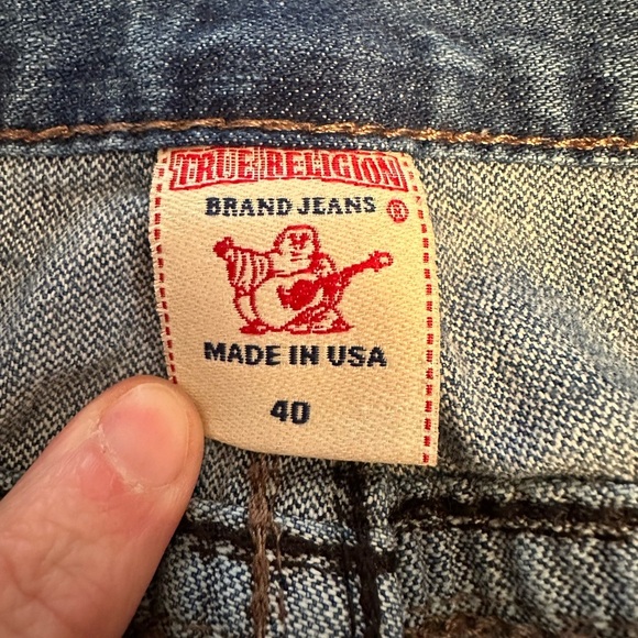 True Religion Jeans Men’s 40x31 Blue Straight Leg Thick Stitch Ricky Big QT Flap - Picture 4 of 11